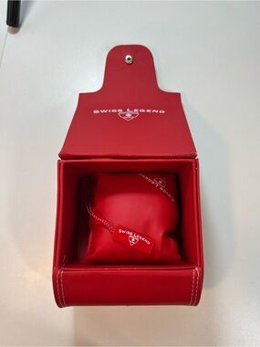 Swiss Legend Red Leather Watch Case with Branded Pillow